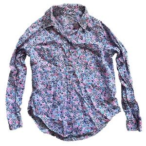 LILLY PULITZER FLORAL PRINT LINEN LONG SLEEVE BUTTON DOWN SIZE SMALL PRETTY